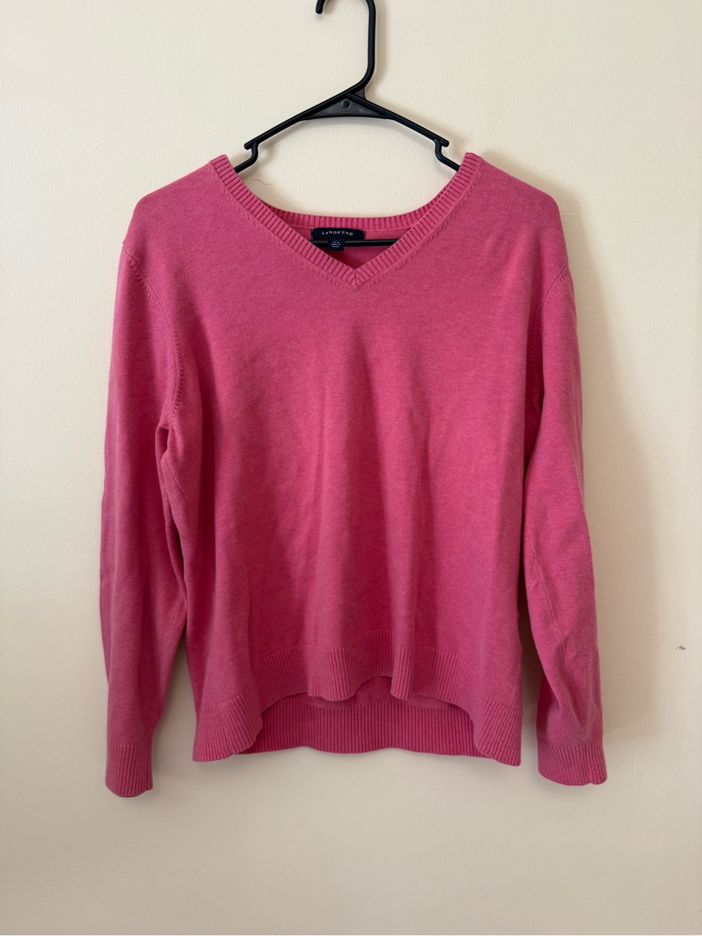 Lands' End Pink V-Neck Sweater